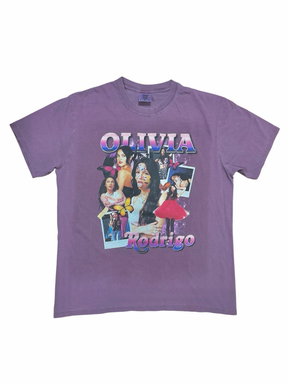Comfort Colors Purple Collage Music Olivia Rodrigo Graphic Tee Unisex sz. L